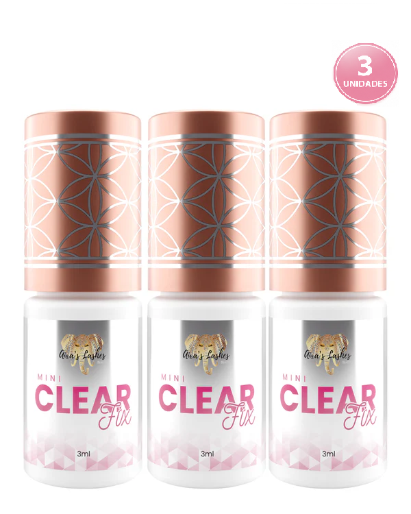 KIT CLEAR FIX 3ML – Cola transparente para extensão de cílios - Umidade Adaptável Premium