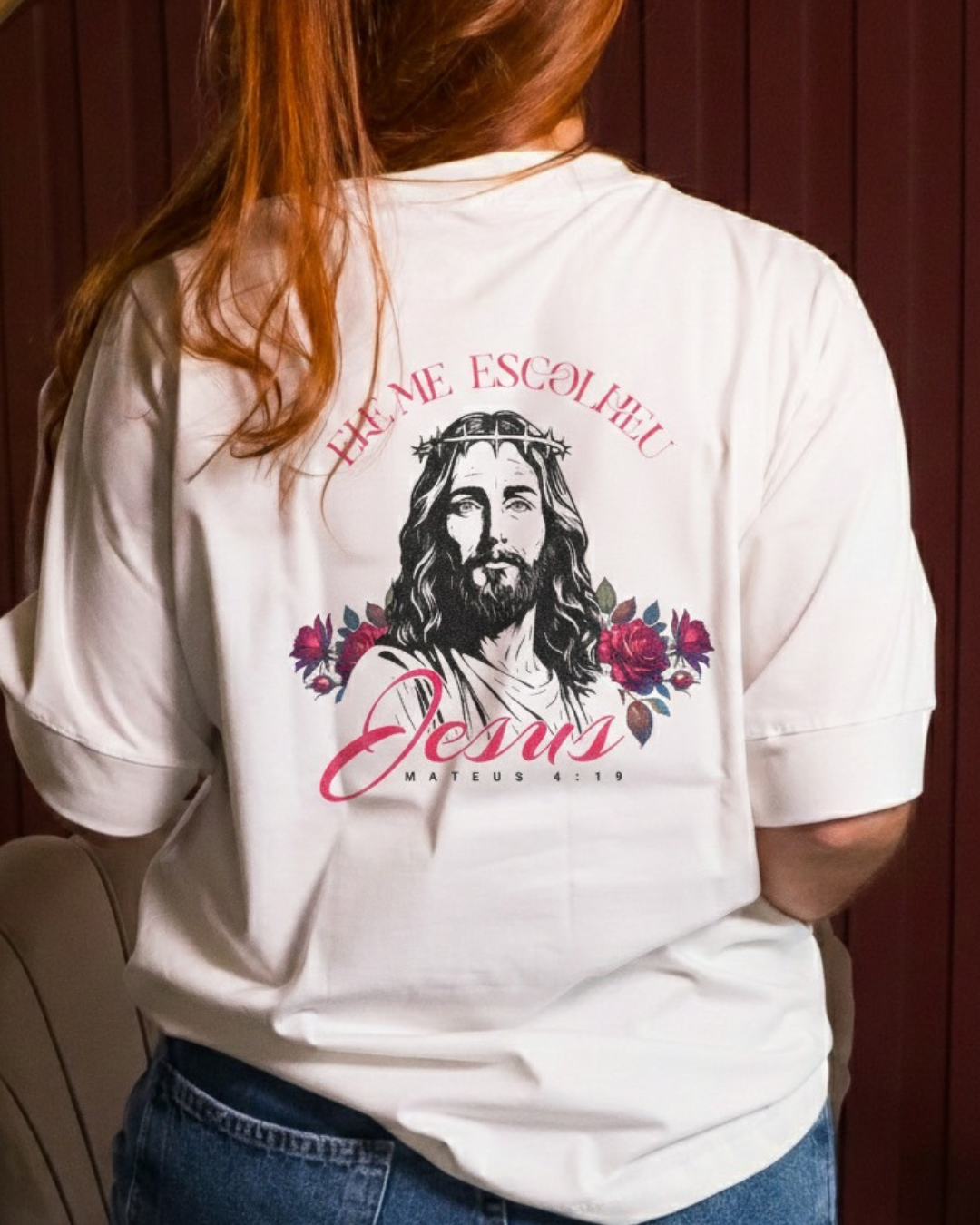 T-SHIRT PREMIUM -Crista Oversized Feminina - ELE ME ESCOLHEU 100% Algodao 30.1 Penteado