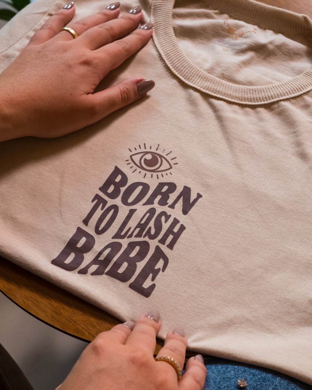 Camiseta Baby Look Lash 100% Algodao - Born To Lash 100% Algodao 30.1 Penteado