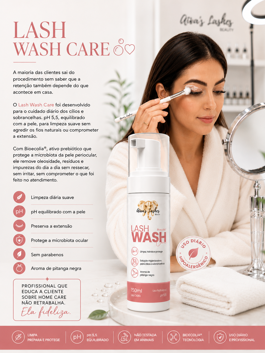 LASH WASH CARE PUMP - Espuma de limpeza de uso diário