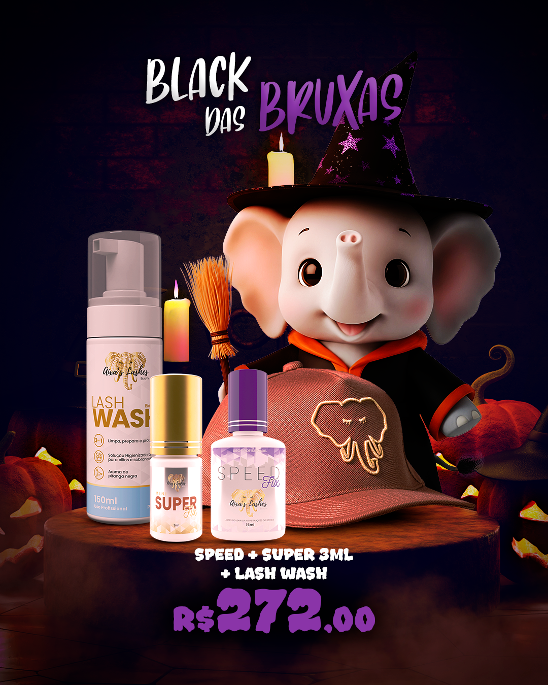 Speed + Super 3ml + Lash Wash (Pump )+ BONÉ AIXA’S