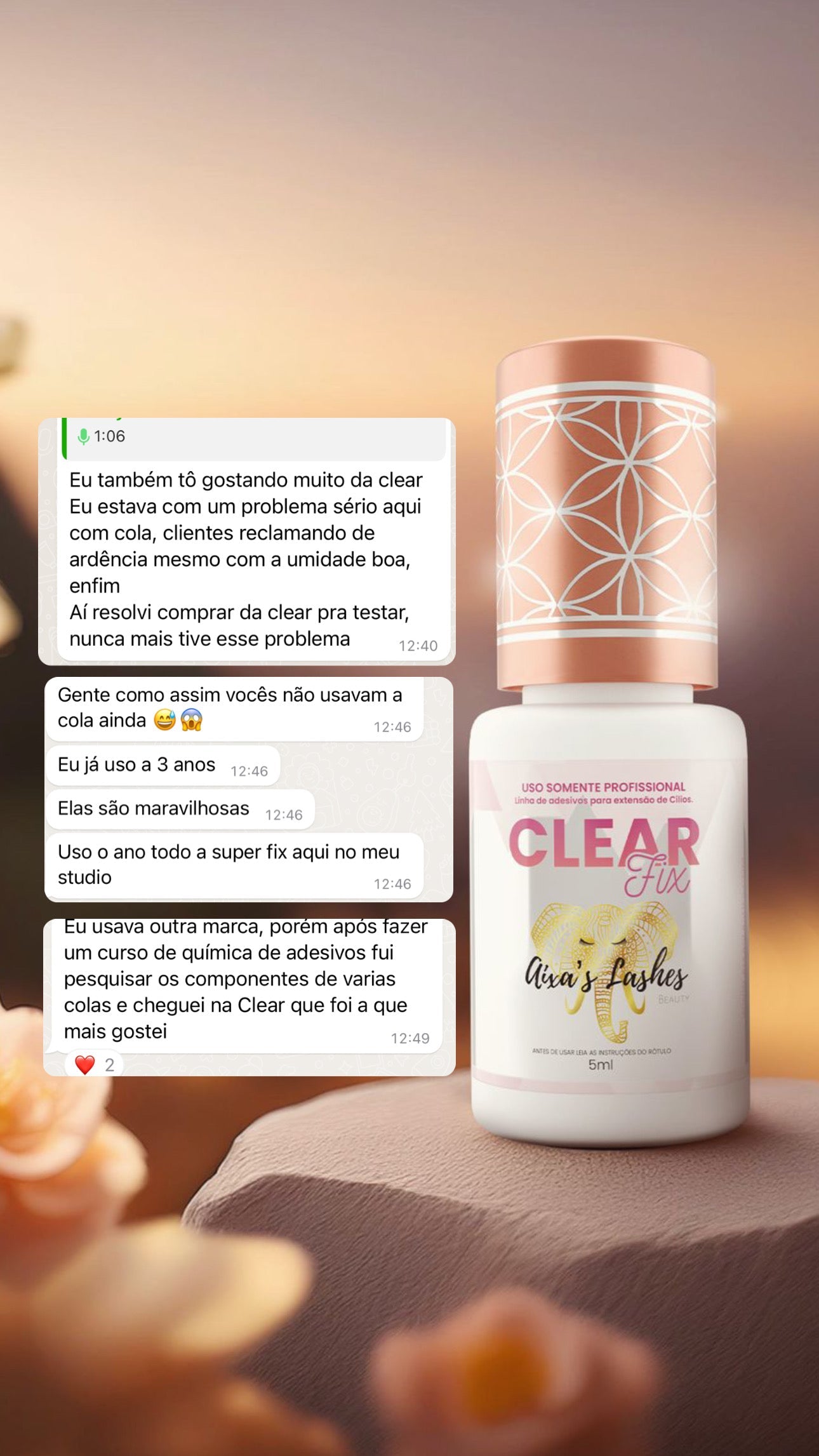 CLEAR FIX – Cola transparente para extensão de cílios – Umidade Adaptável Premium