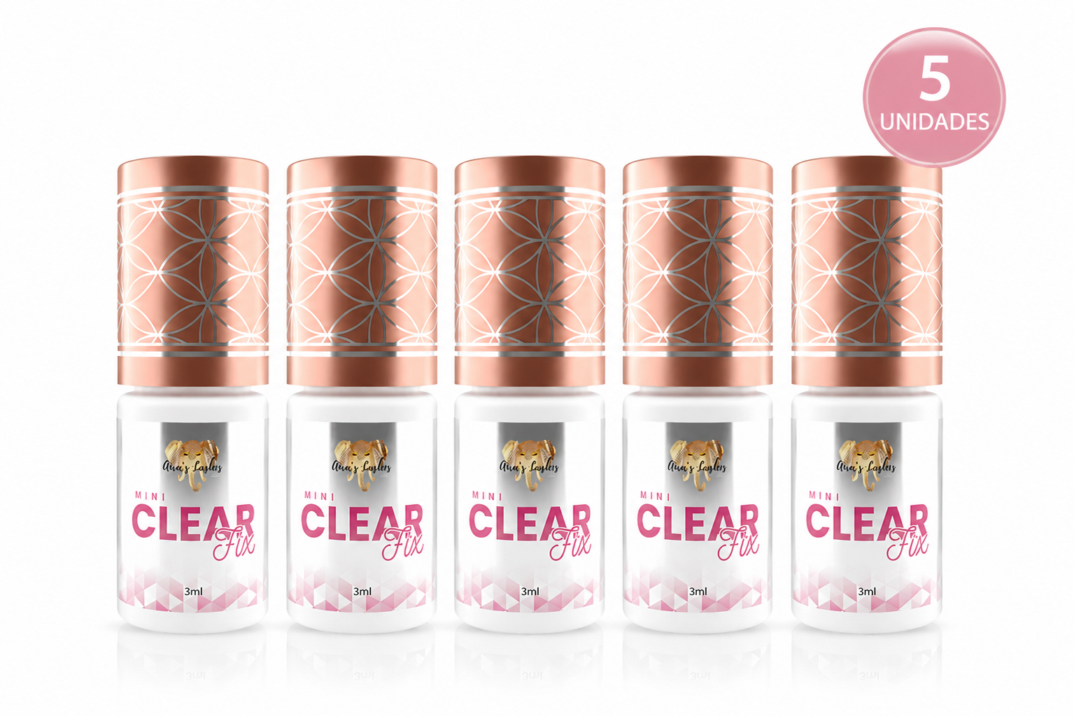 KIT CLEAR FIX 3ML – Cola transparente para extensão de cílios - Umidade Adaptável Premium