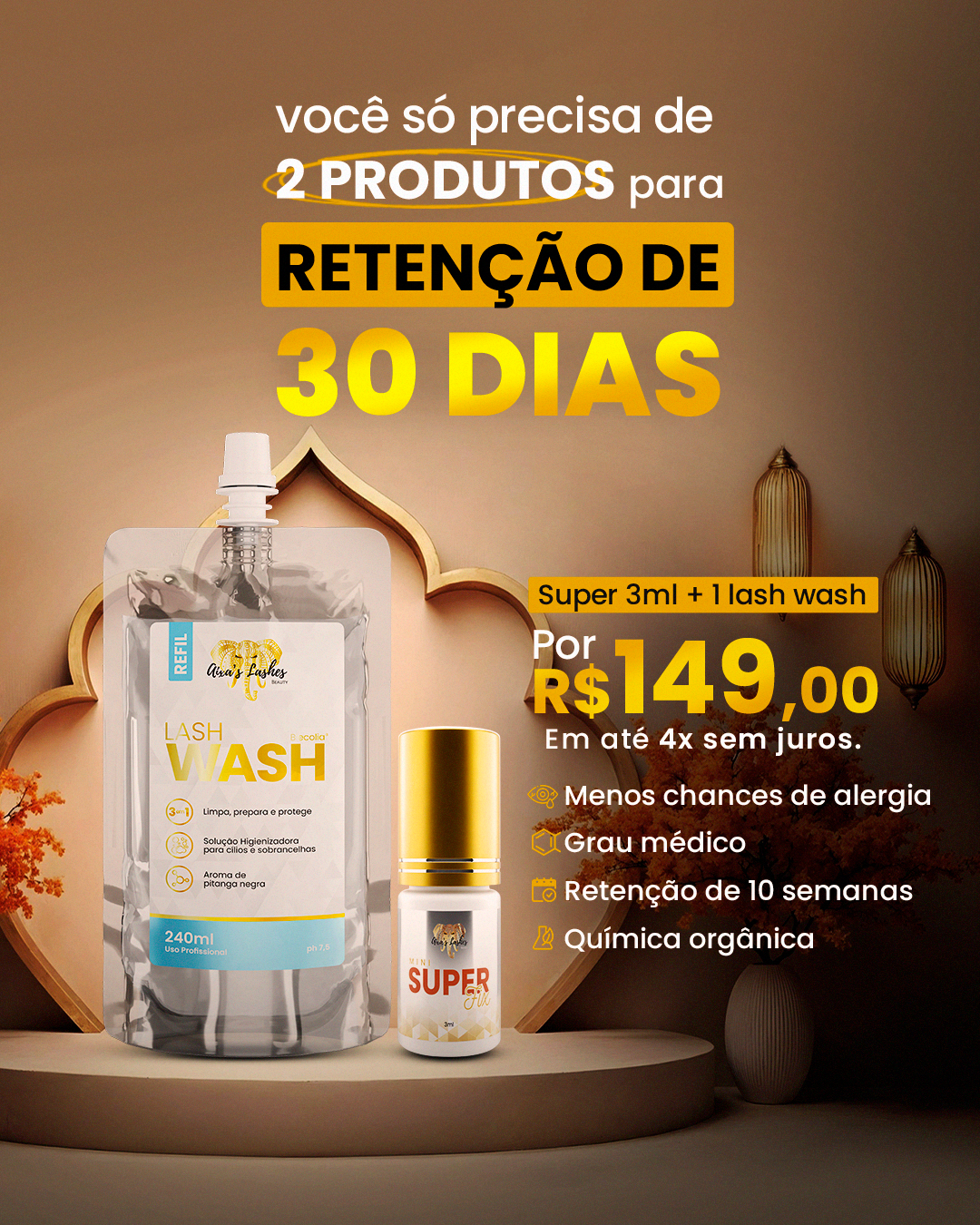 Lash Wash Refil 240ml + Cola Super Fix 3ml